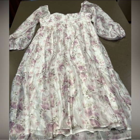 Lulu’s Radiant Afternoon Ivory Floral Cutout Tiered Midi Dress Sz: XL - Picture 6 of 9